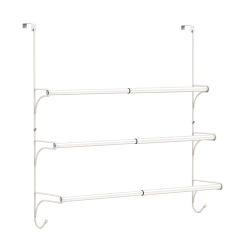 Auledio over-the-door triple towel rack white finish complements interiors.