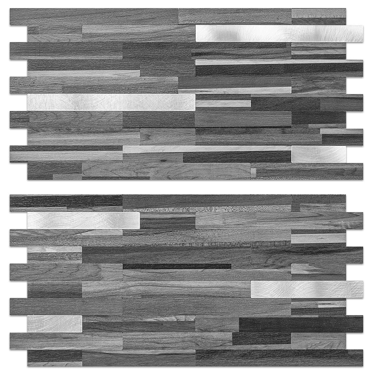 AULIGET 40-sheets peel-and-stick backsplash tiles—black and grey wood look—easy kitchen update.
