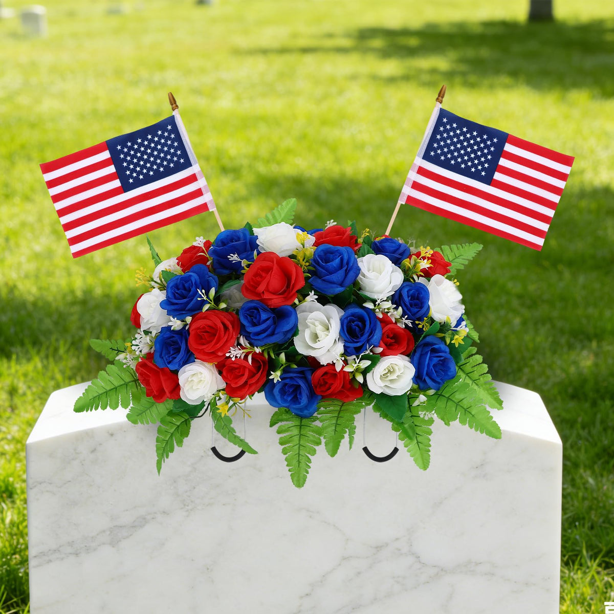 Aulock patriotic-rose-bouquet-36-heads for durable outdoor memorial display