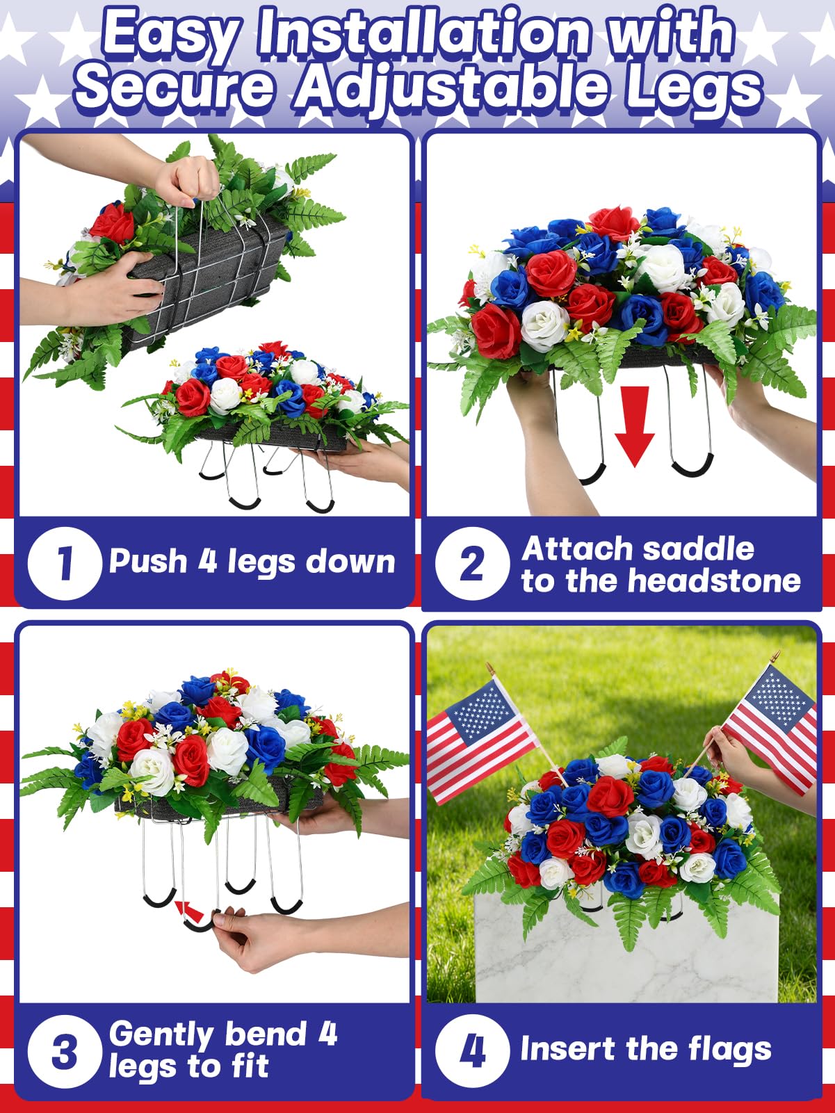 Aulock secure grave saddle prevents flowers from blowing away