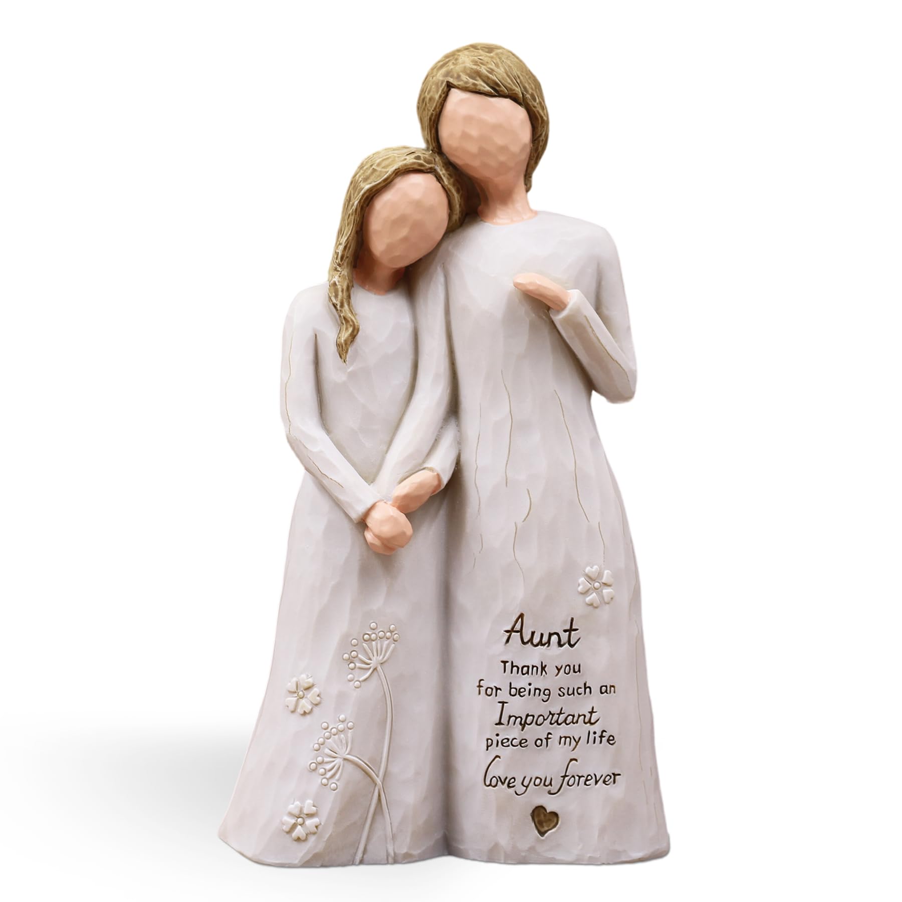 AUMELO Aunt Embrace figurine, hand-painted detail, ideal desk decor honoring family bonds.