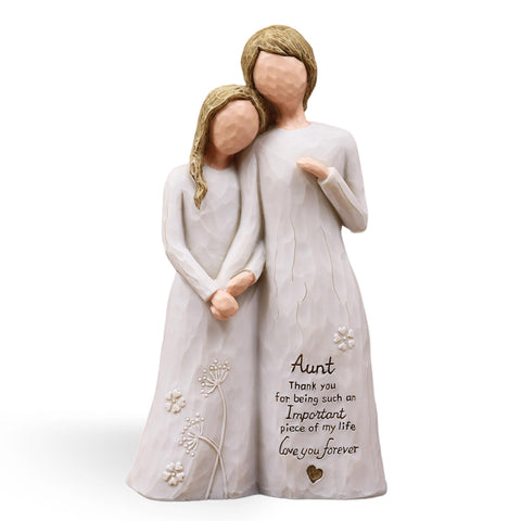 AUMELO Aunt Embrace figurine, hand-painted detail, ideal desk decor honoring family bonds.