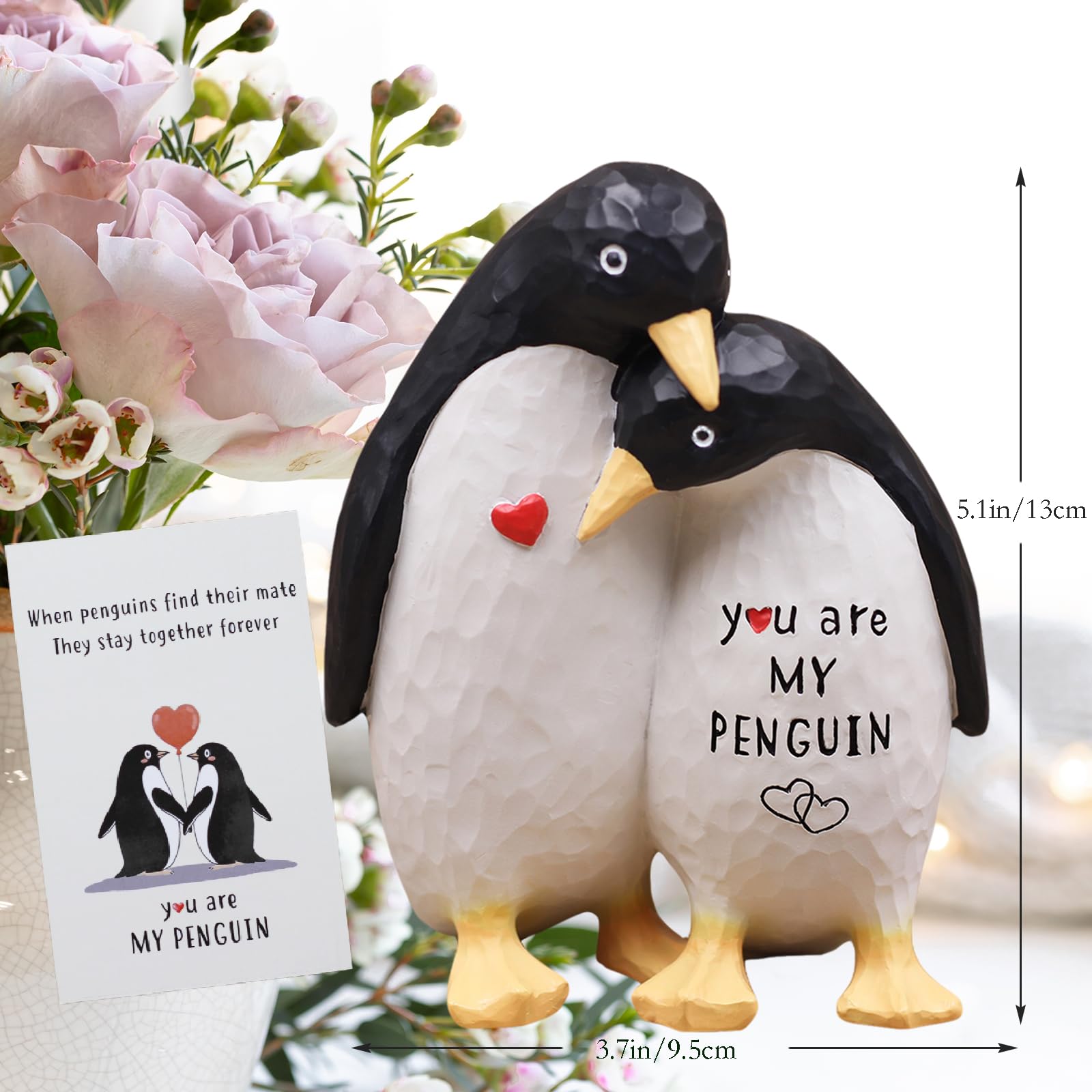 AUMELO Christmas gift penguin figurine for couples.