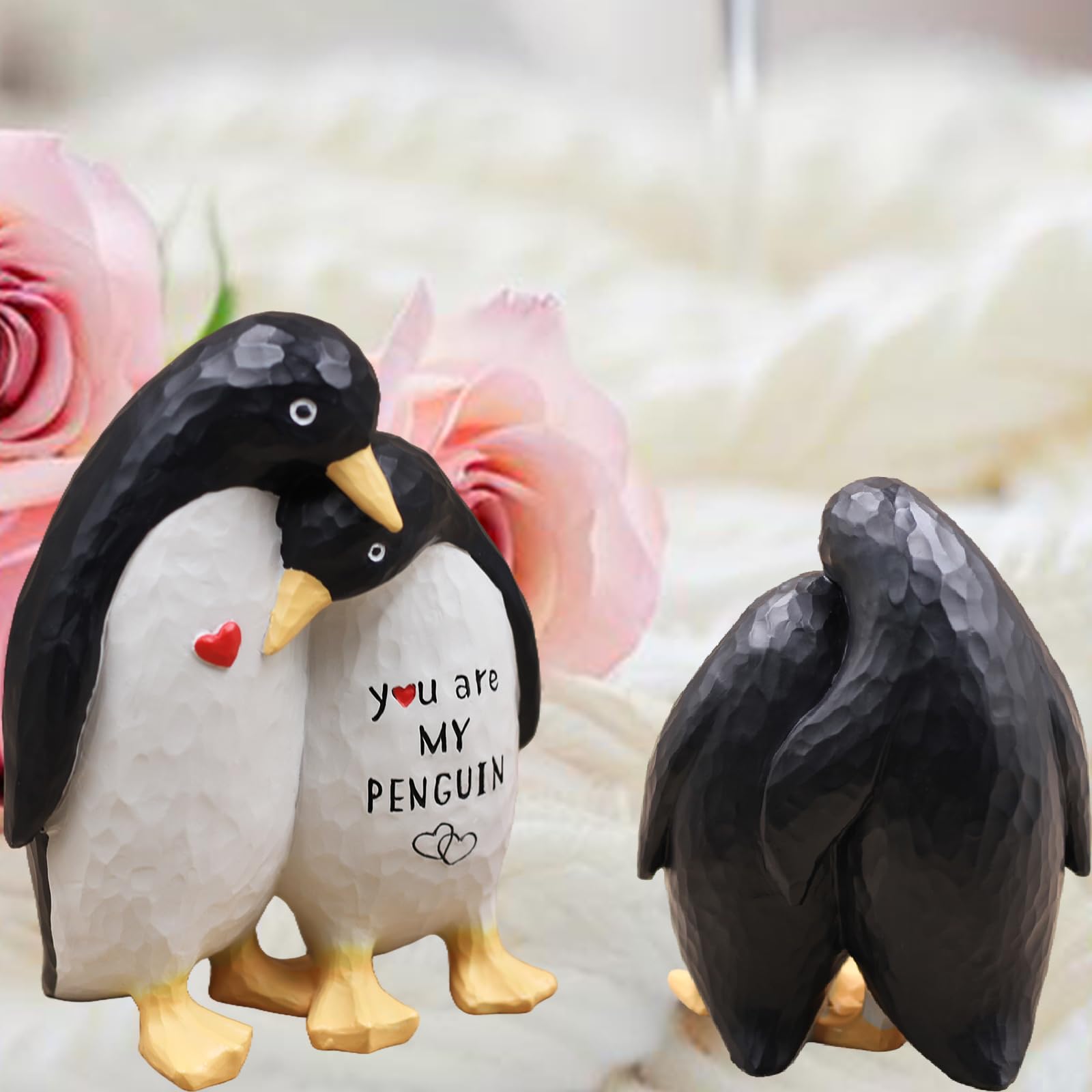 AUMELO penguin figurine shown with soft brush for easy dusting.
