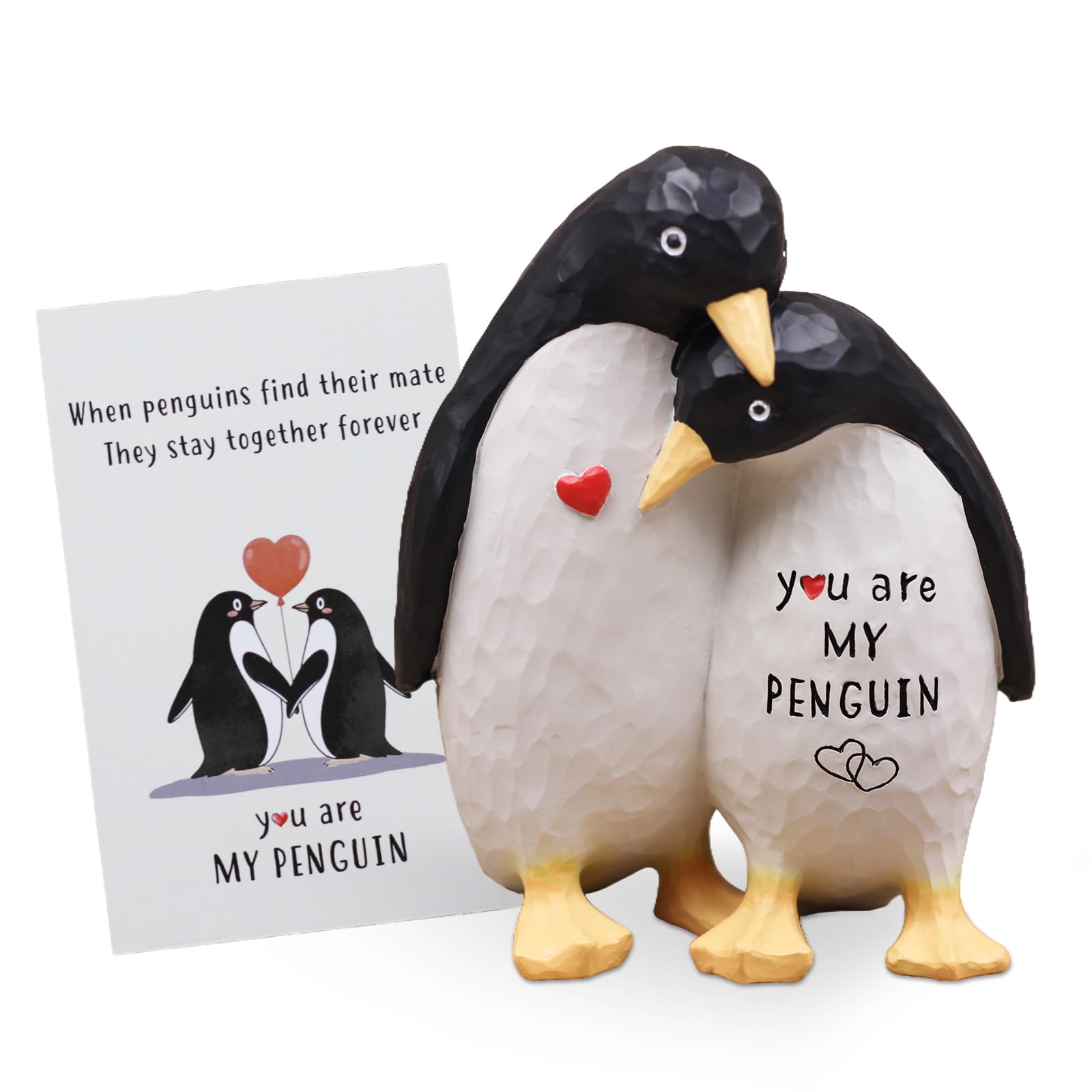 AUMELO penguin couple figurine with engraving, a lasting anniversary keepsake.