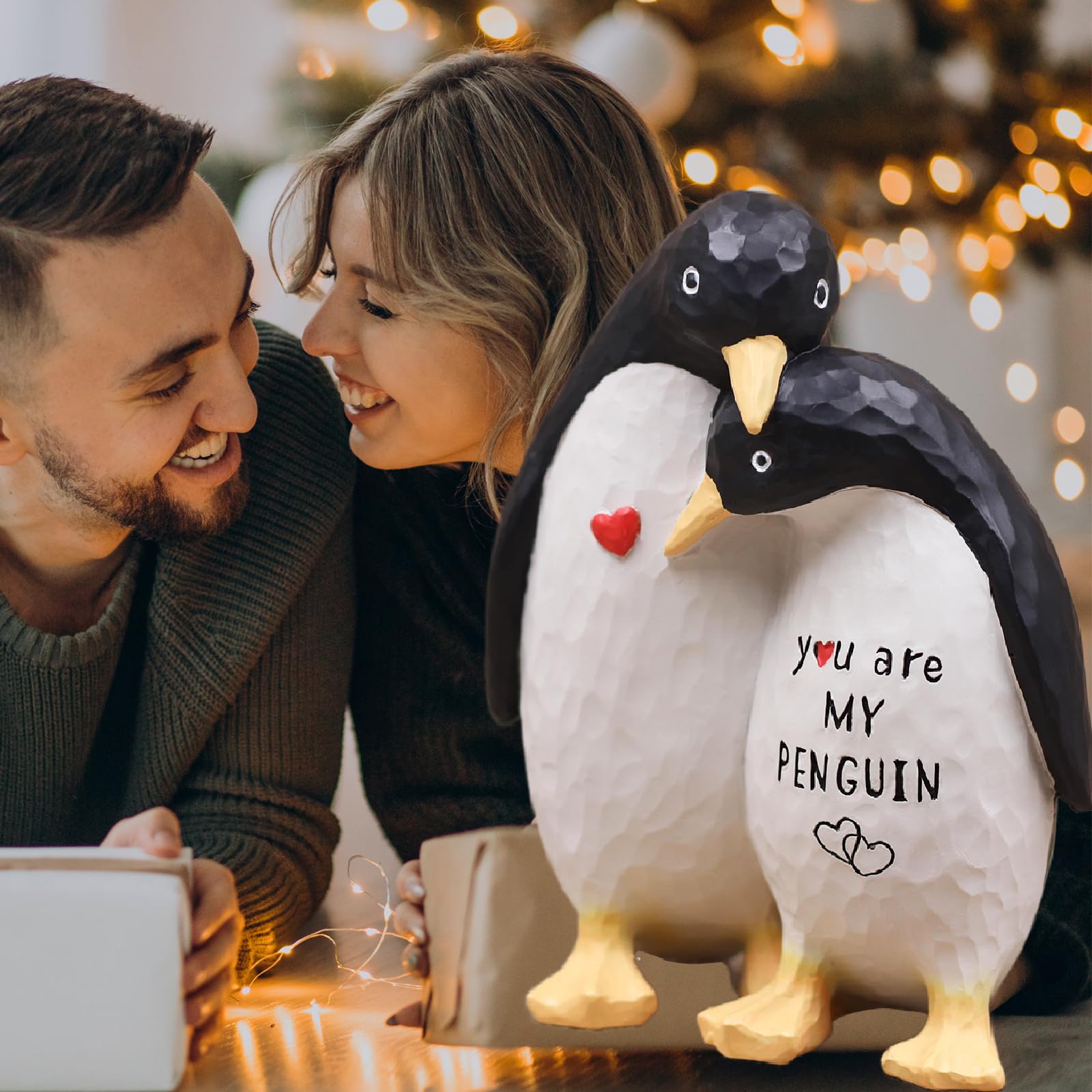 AUMELO Valentine penguin statue, a romantic keepsake for him or her.