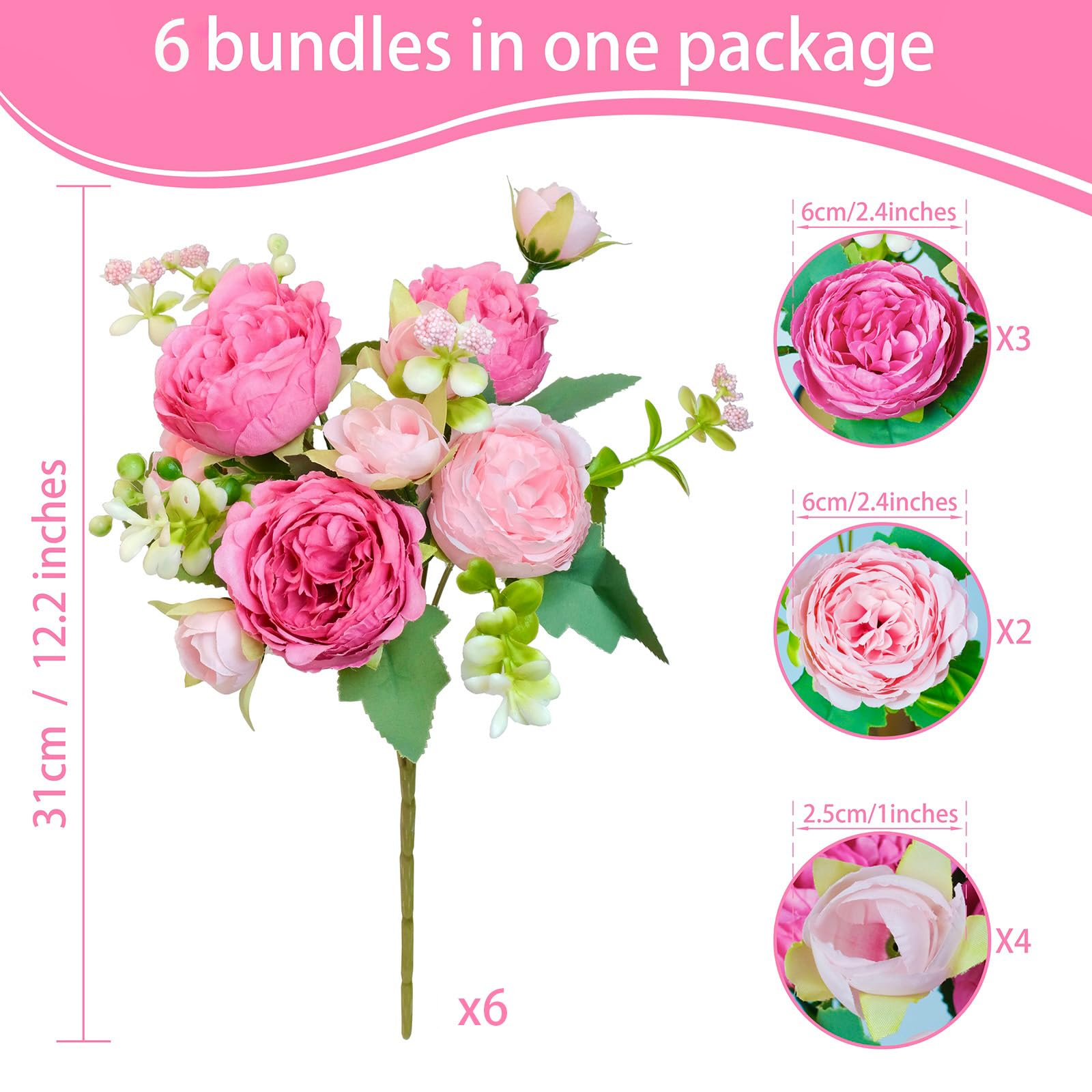 AUMVEYI bridal bouquet featuring realistic peony petals for wedding decor.