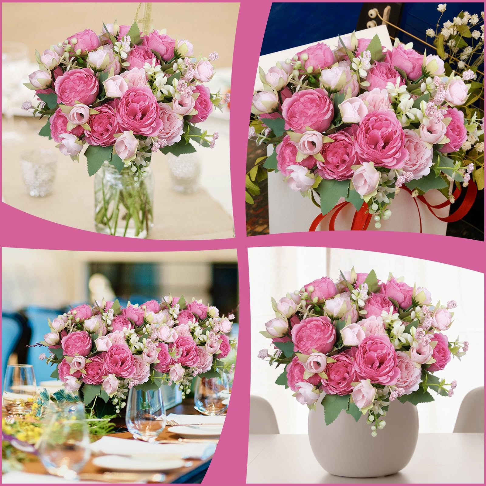 AUMVEYI blush peonies table centerpiece for warm party ambience.