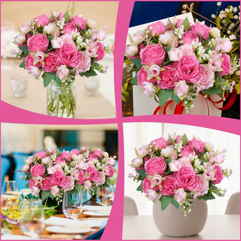 AUMVEYI blush peonies table centerpiece for warm party ambience.