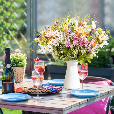 AUMVEYI silk daisy artificial flowers UV-resistant for long-lasting outdoor decor