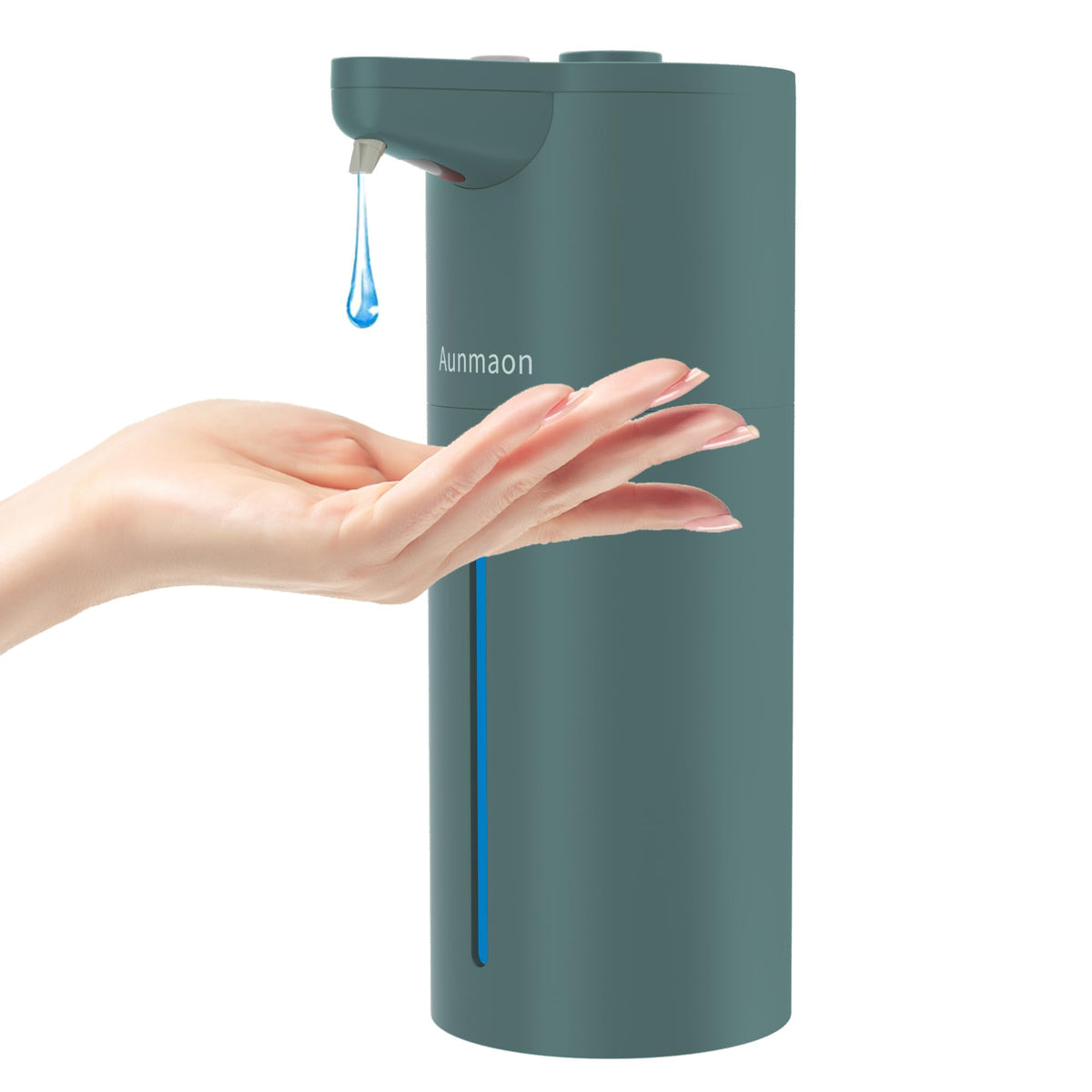 Aunmaon automatic soap dispenser top view showing the volume adjustment dial.