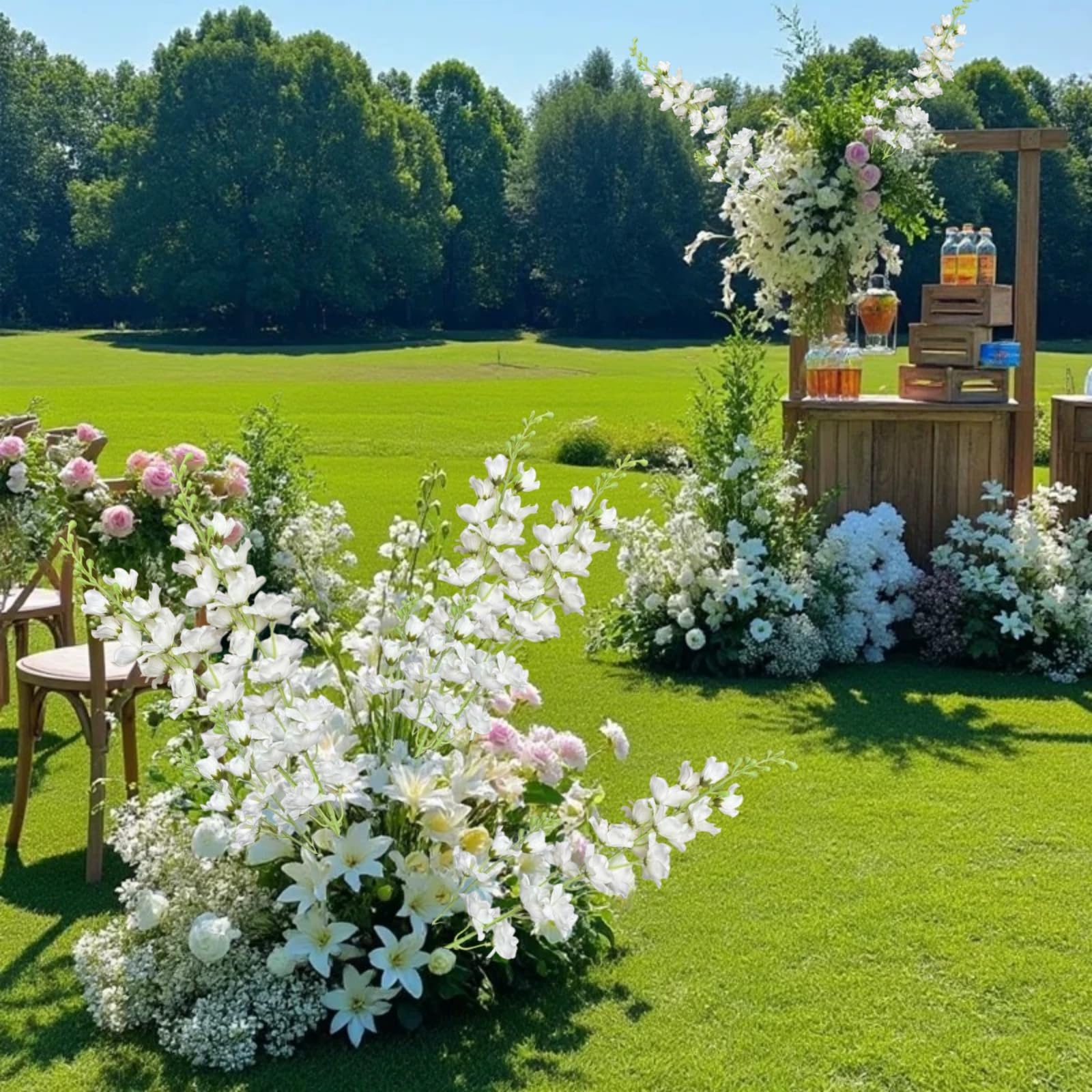 Dust-friendly care shot of Aunosit delphinium artificial flowers