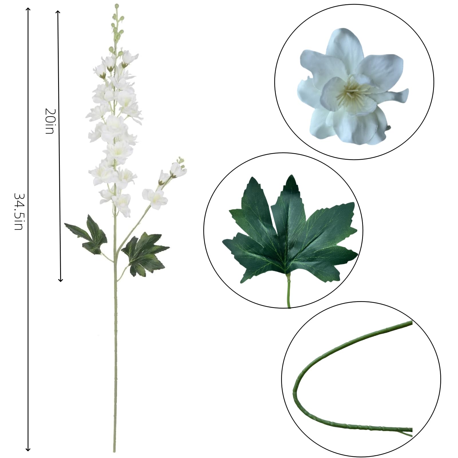Aunosit tall vase display with white delphinium artificial flowers