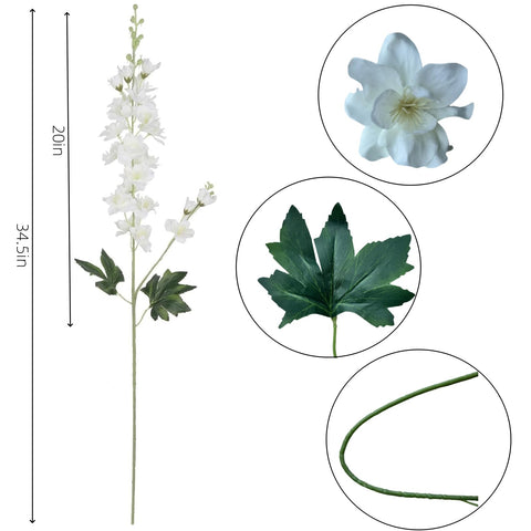Aunosit tall vase display with white delphinium artificial flowers