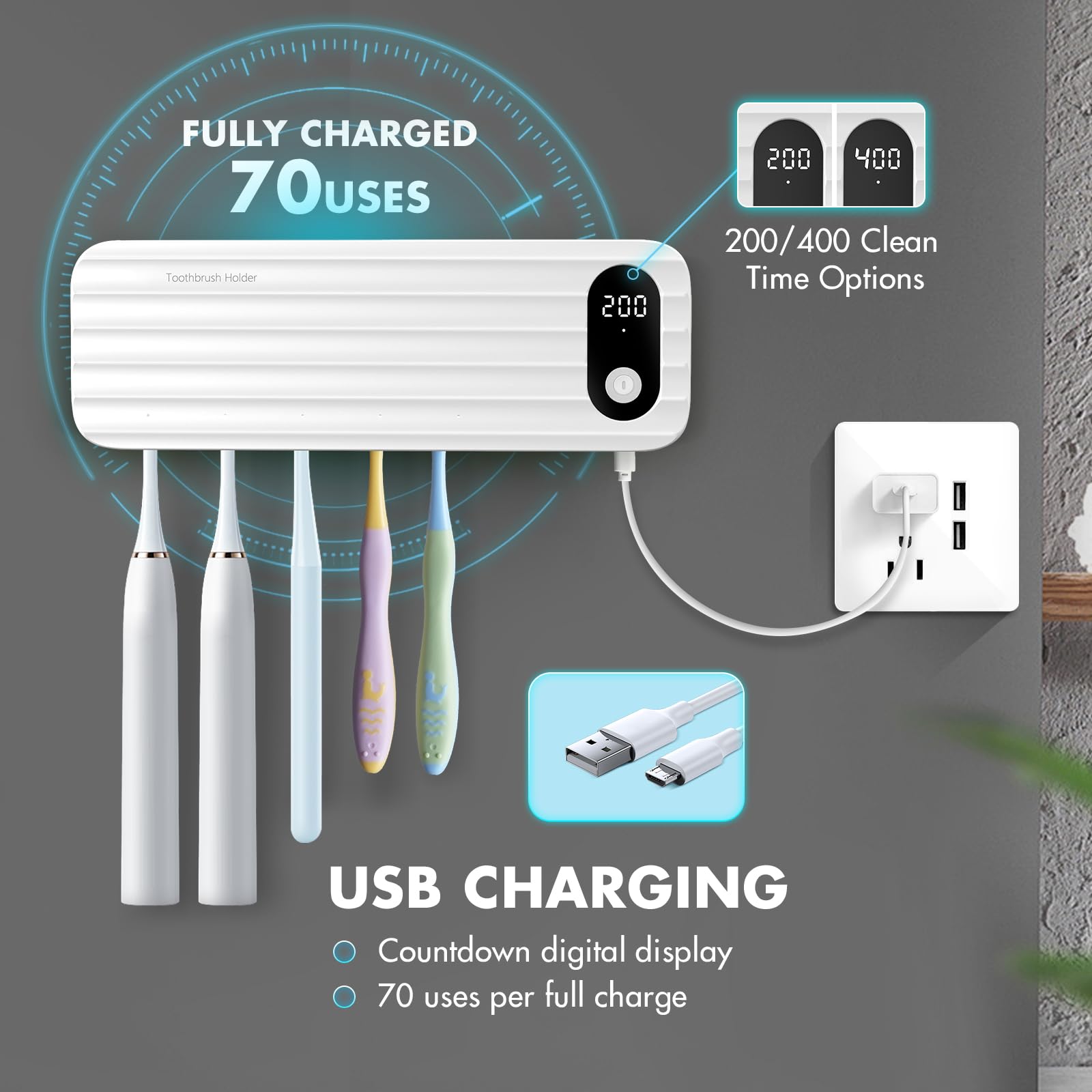 AuntyFey Sanitizeri rechargeable battery ensures cordless operation and long use.