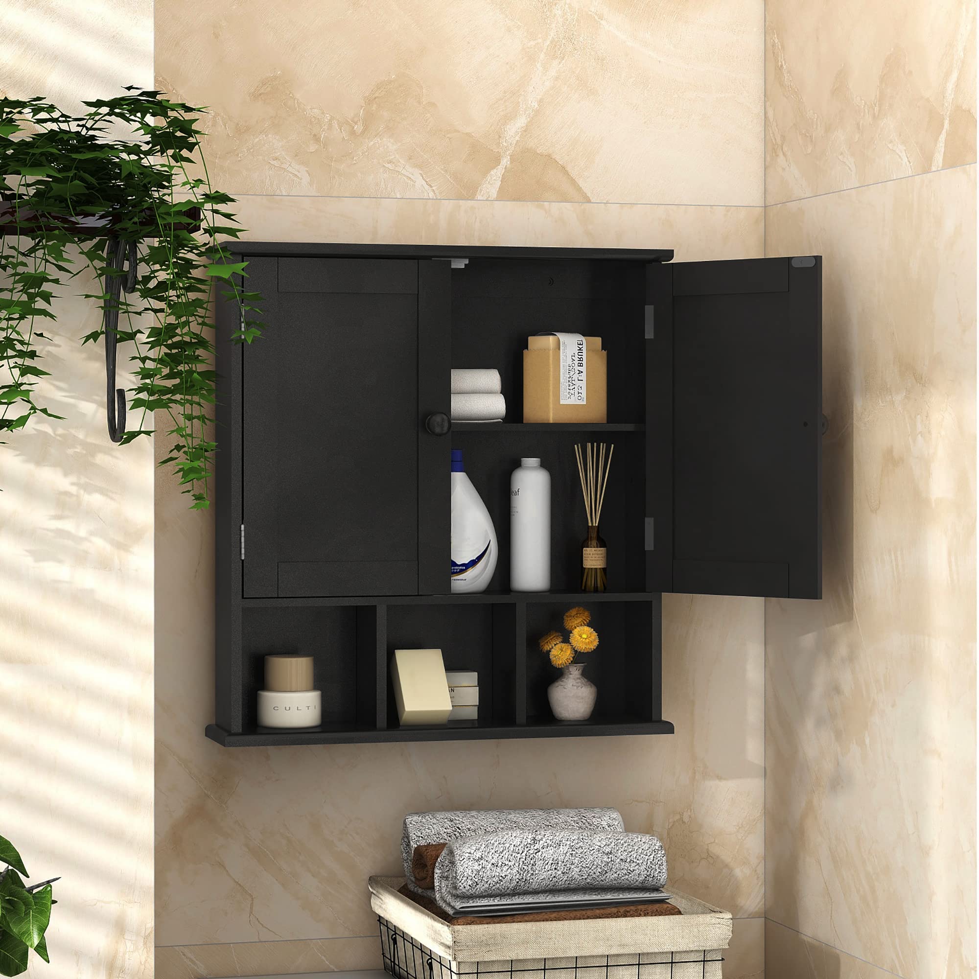 AuraGlow Diffuser wood grain finish complements decor with a warm, natural look.