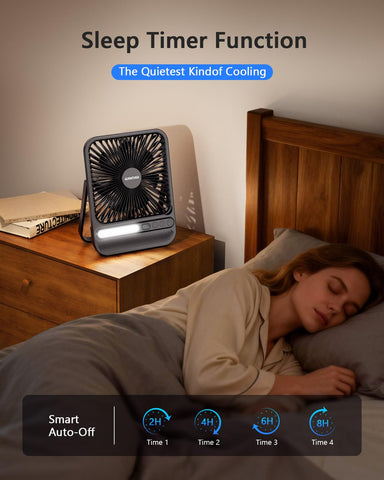 AURATHEA travel fan timer function enables planned cooling sessions