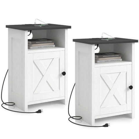 AURINEST compact white nightstands offer extra storage in hallways.