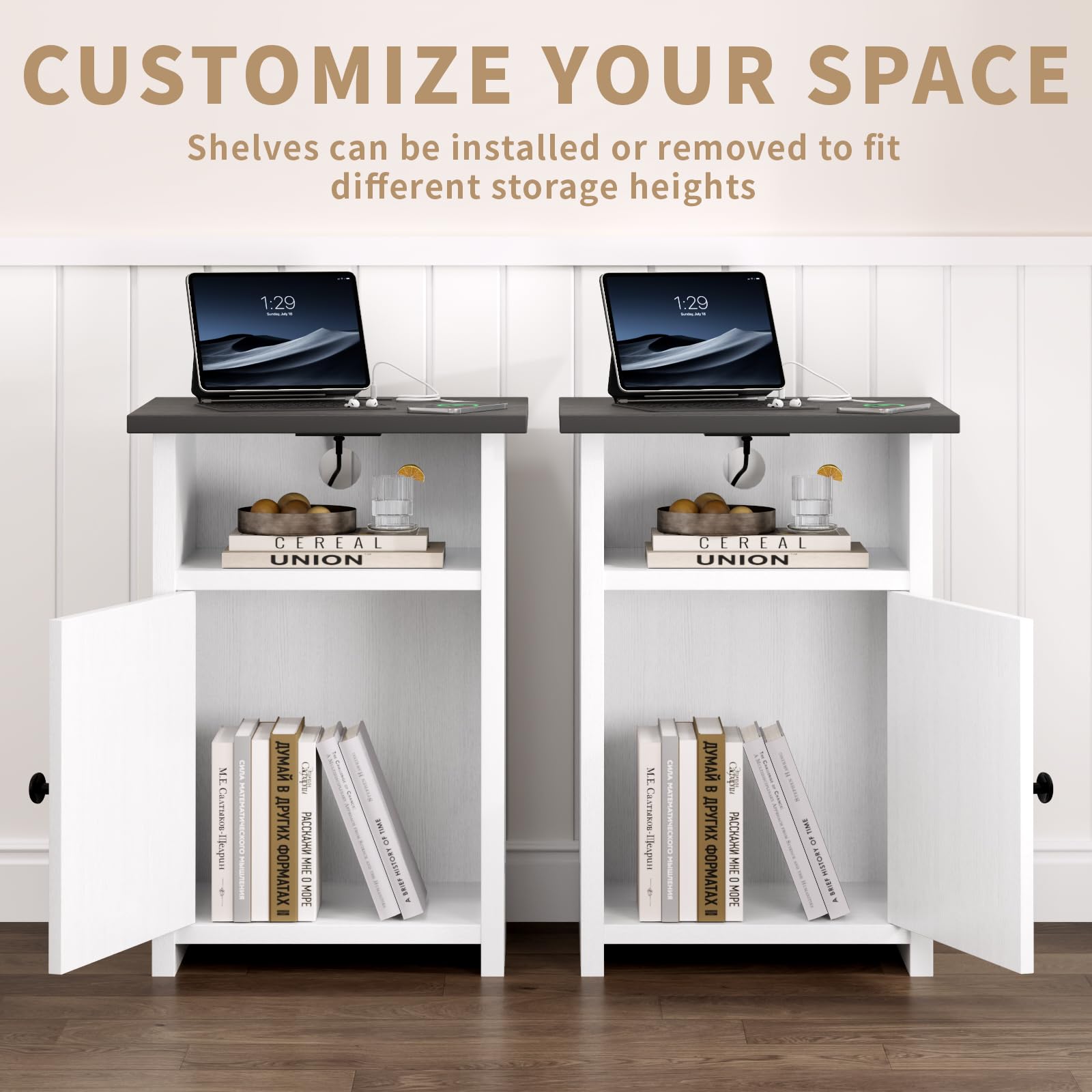 AURINEST living room layout shows dual end tables for tight spaces.