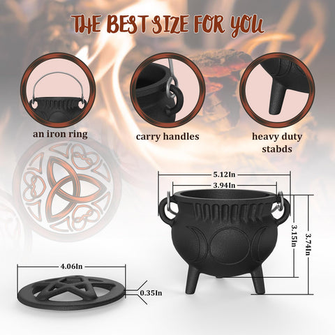 Aurionix Triple Moon Cauldron with handle, easy to move on stoves
