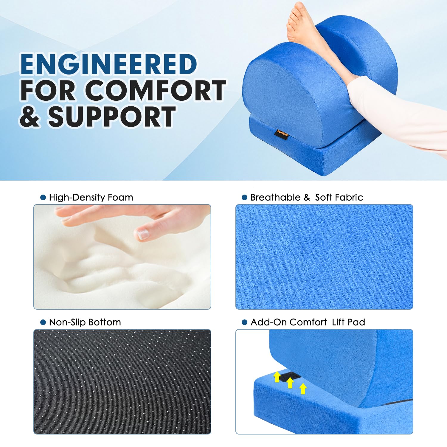 AUROPEAK leg pillow non slip base stays in place on beds