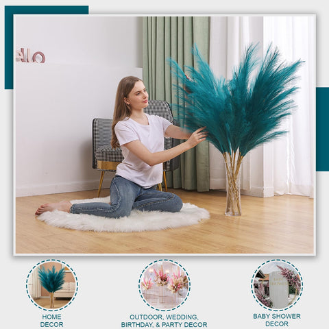 Aurora Prime blue pampas grass flexible stems adapt to any vase.