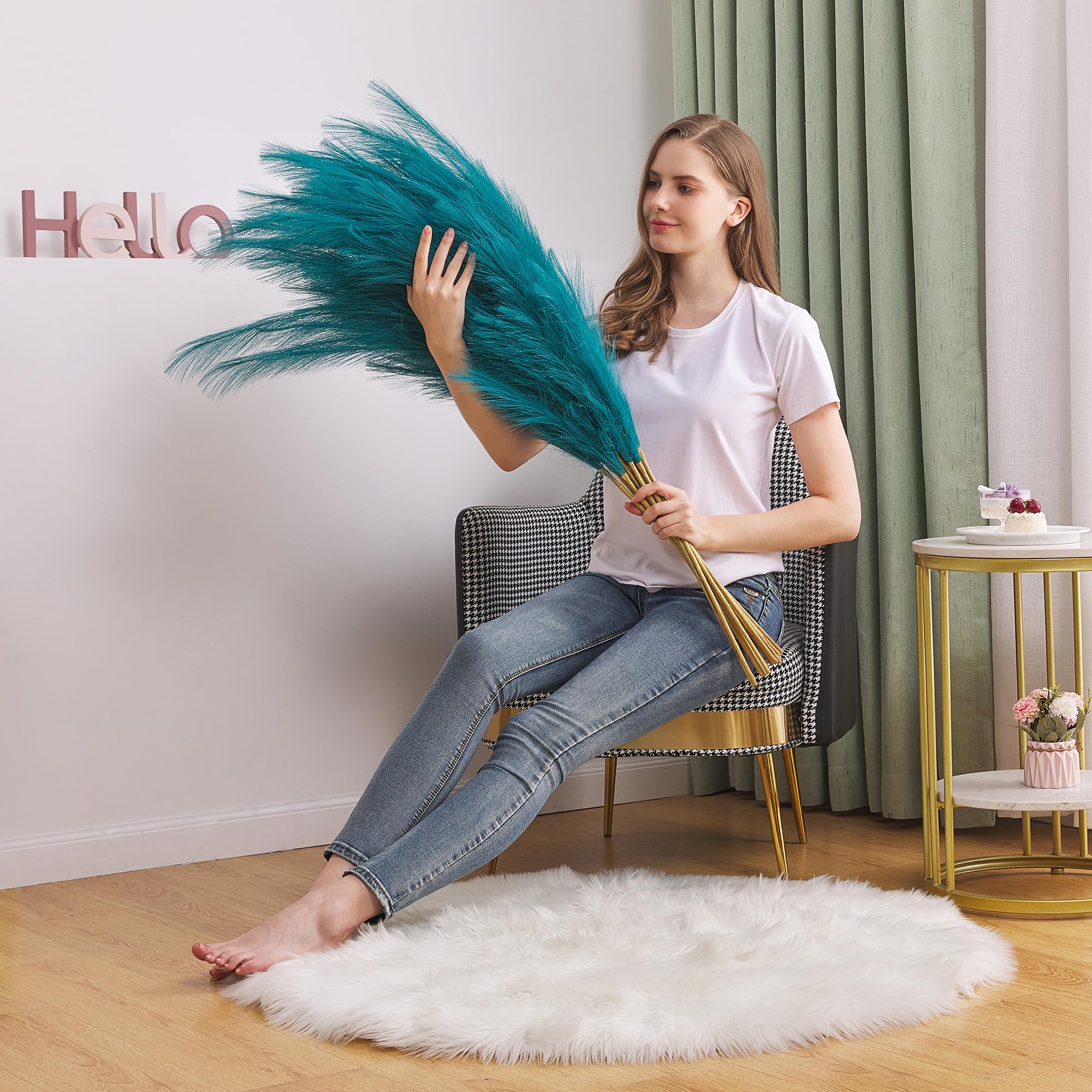 Aurora Prime blue pampas grass full plumes create lush wedding centerpieces.
