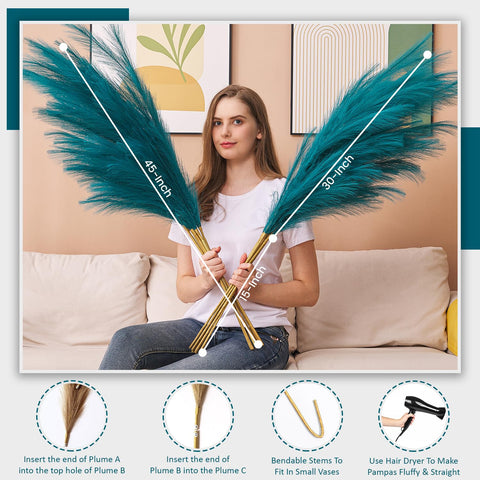 Aurora Prime blue pampas grass elevates living room ambiance.