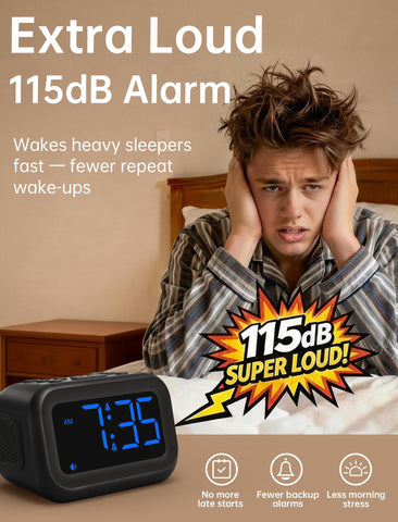 AuroraCalm 115dB alarm siren illustrating powerful wake-up capability.