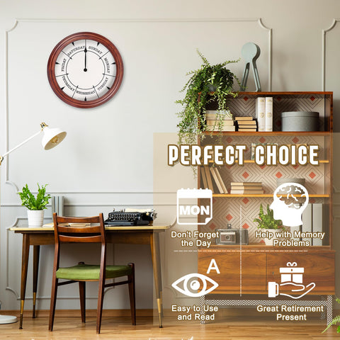 Aurowit day of week clock face dial offers large, easy-to-read day indicators.