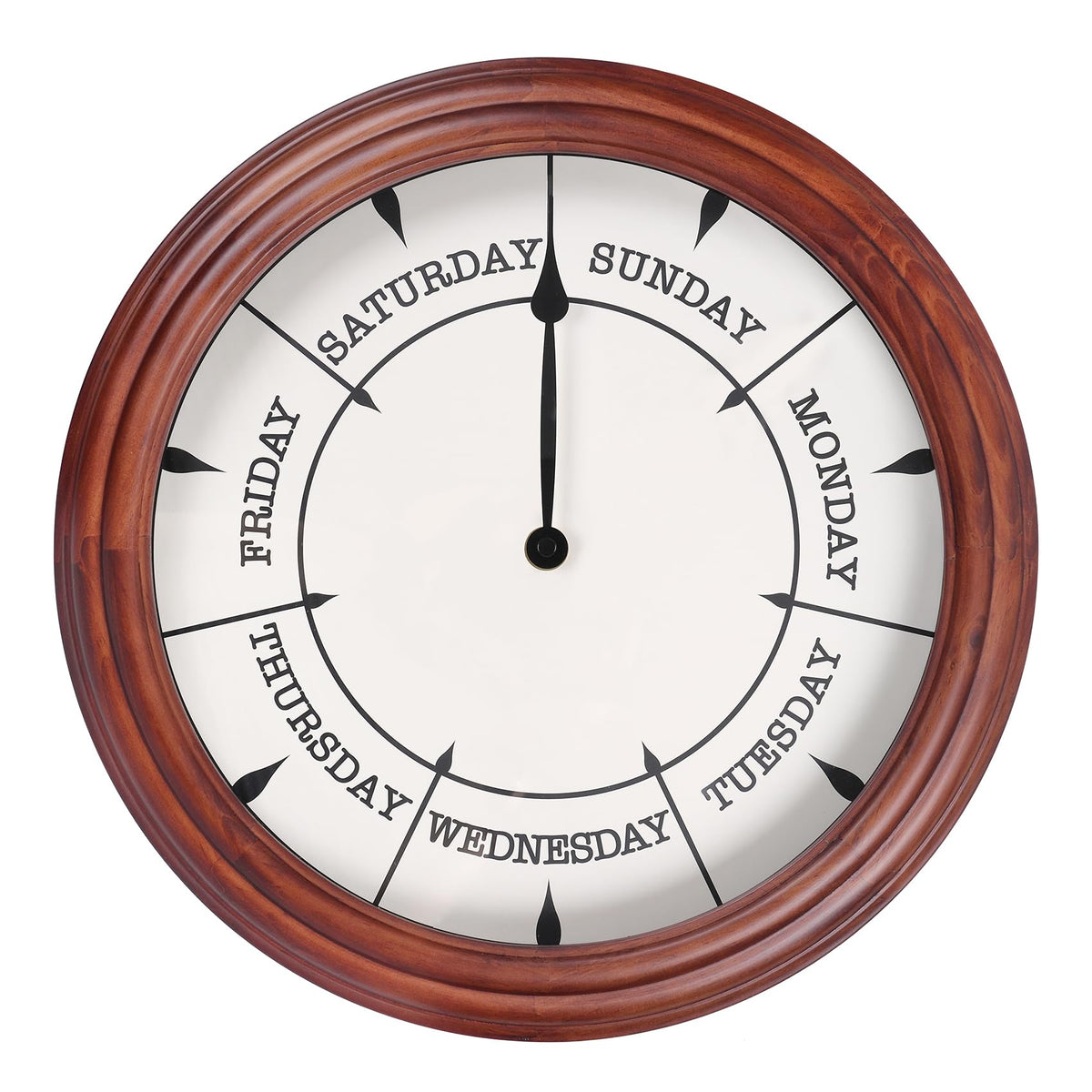 Aurowit day of week clock with wood frame offers warm decor and quick day recognition.