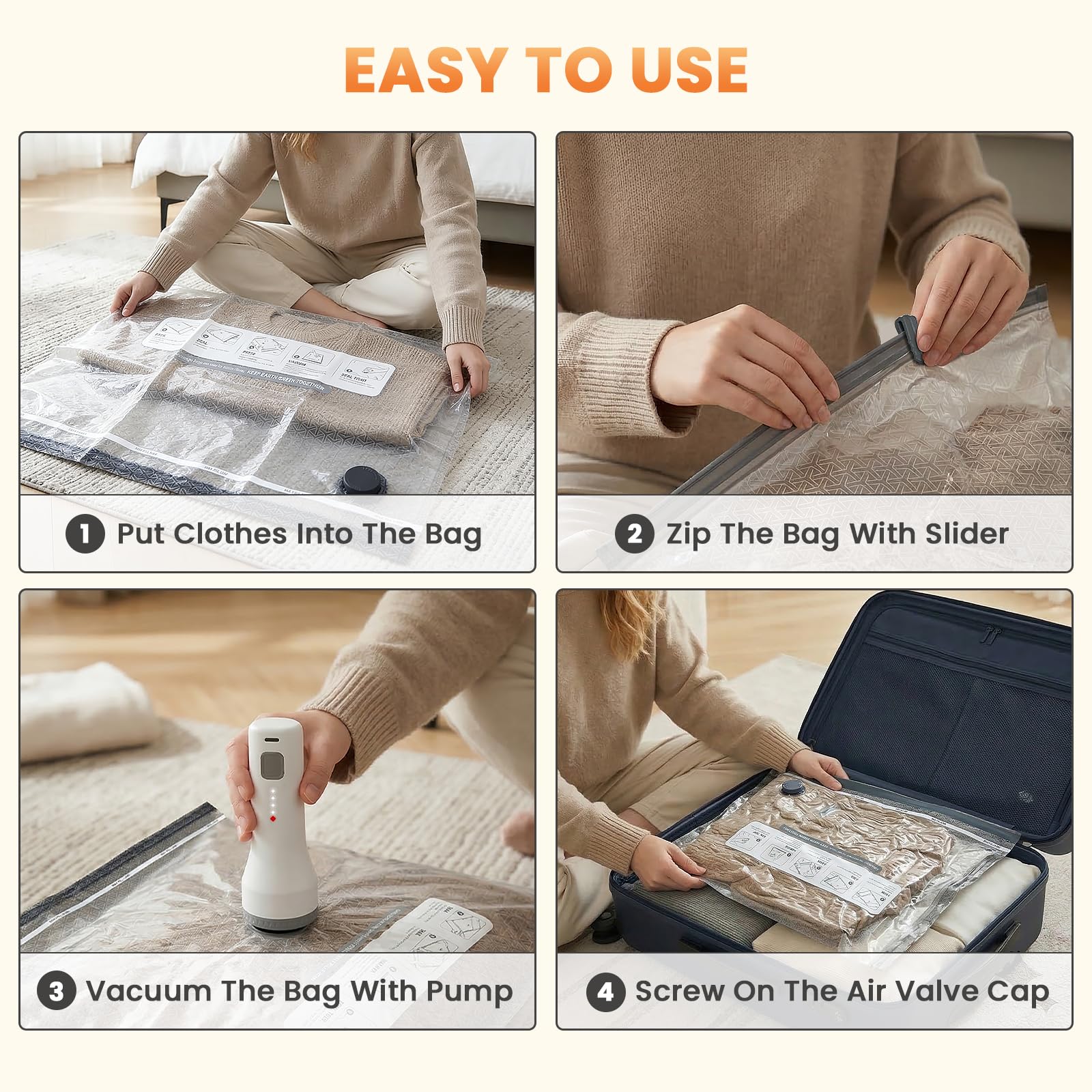 AURYAO reusable bags demonstrate travel longevity and organization benefits.