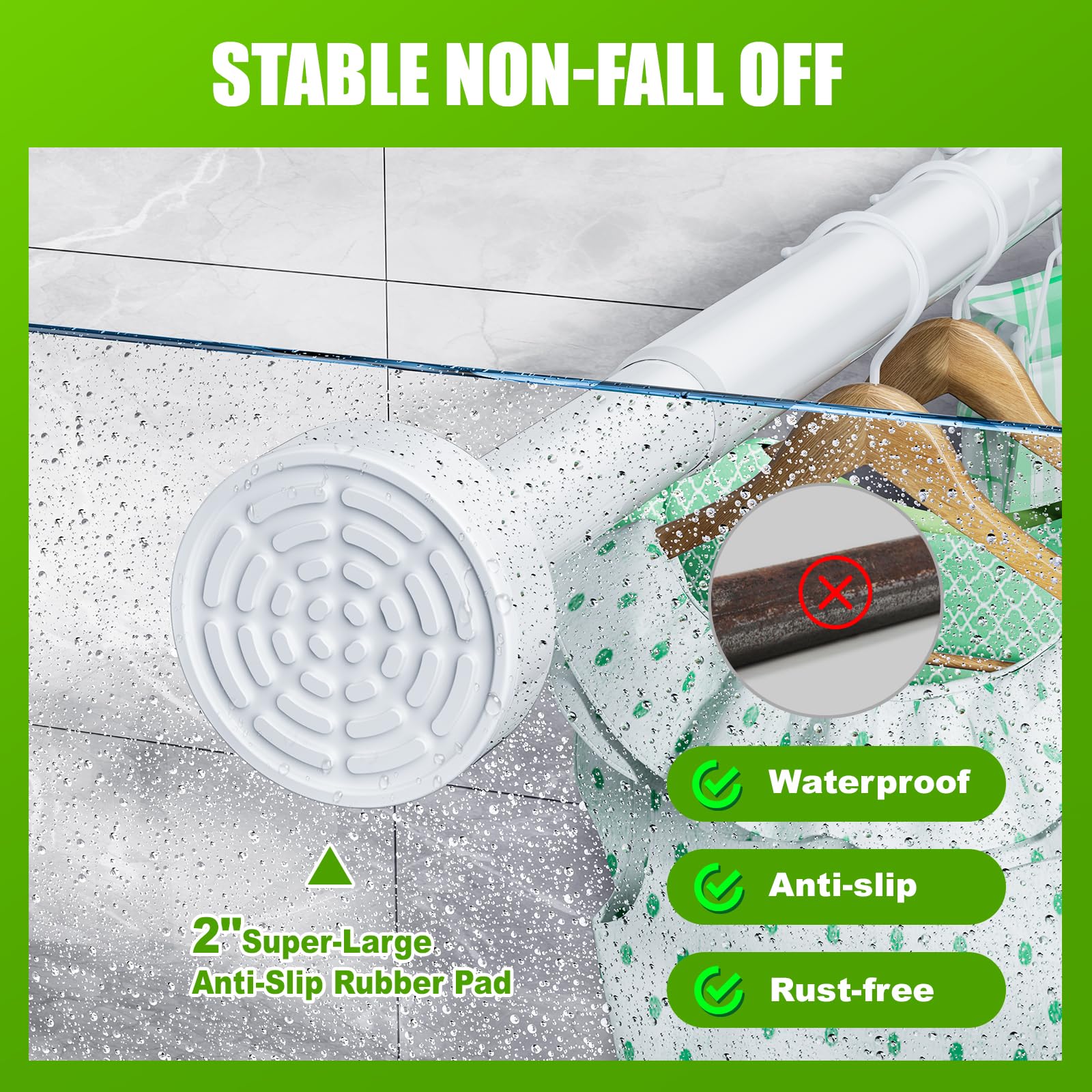Ausemku shower rod tension easy install, no tools required for quick setup.