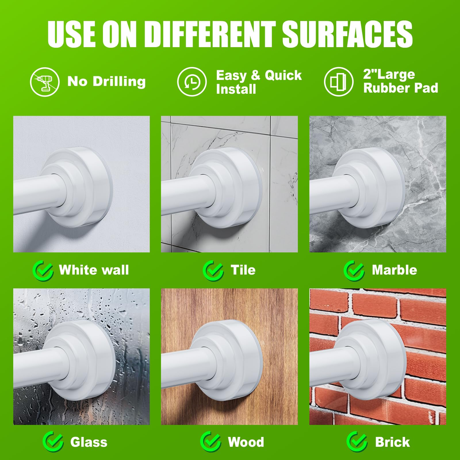 Ausemku tension rod with surface pads prevents scratches on walls.
