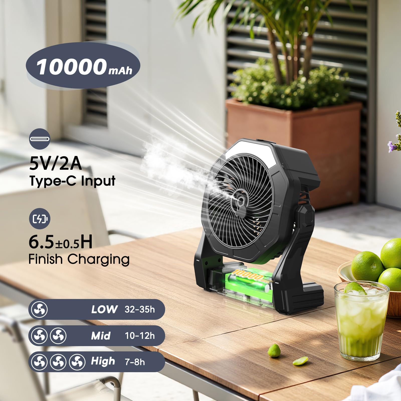 Ausic misting fan with 250ml tank highlighting compact water reservoir