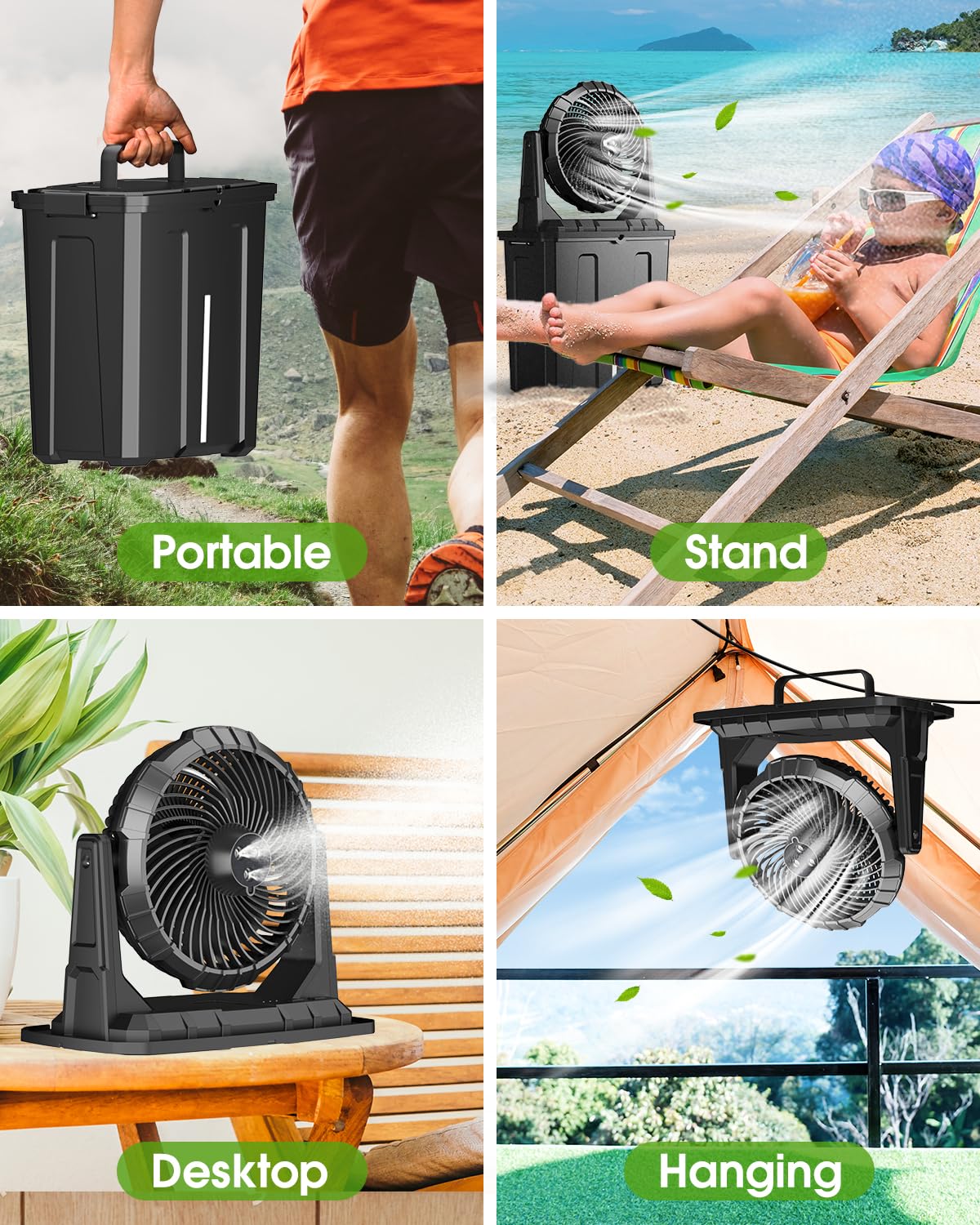 Ausic misting fan three speed settings for customizable airflow