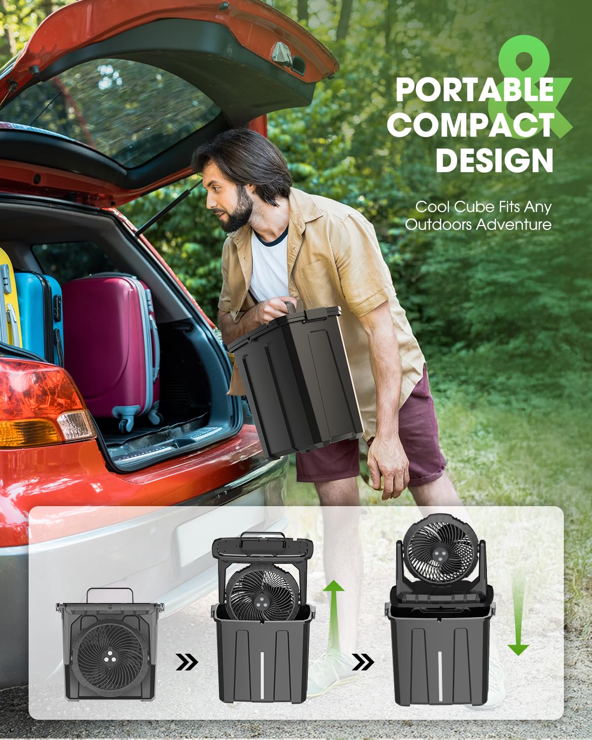 Ausic misting fan 30000mAh battery enables long outdoor use