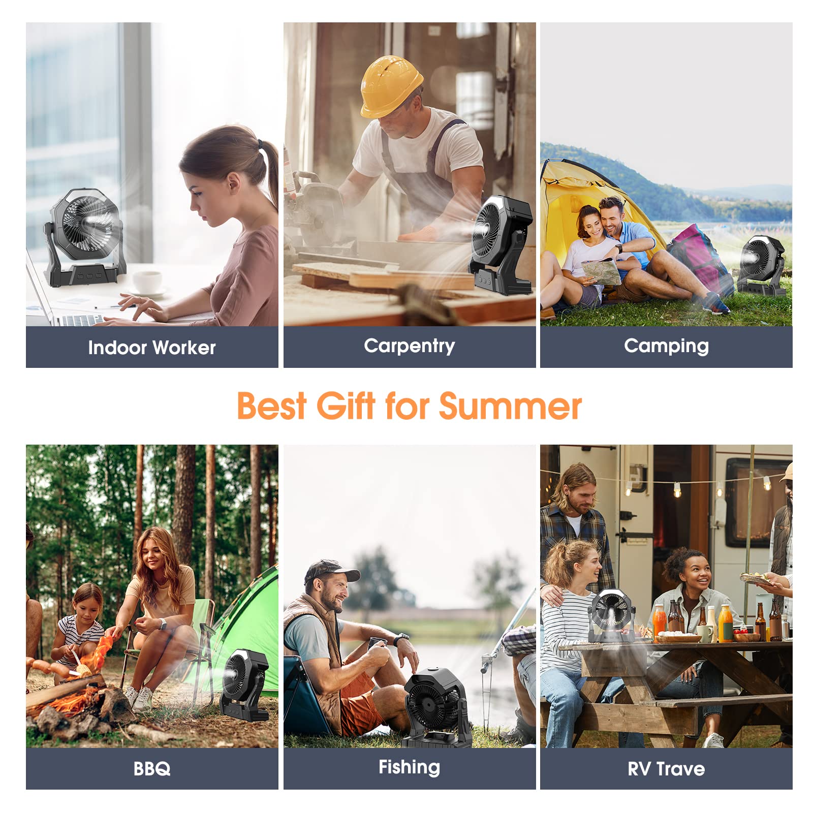 Ausic battery-powered fan runtime options on the go