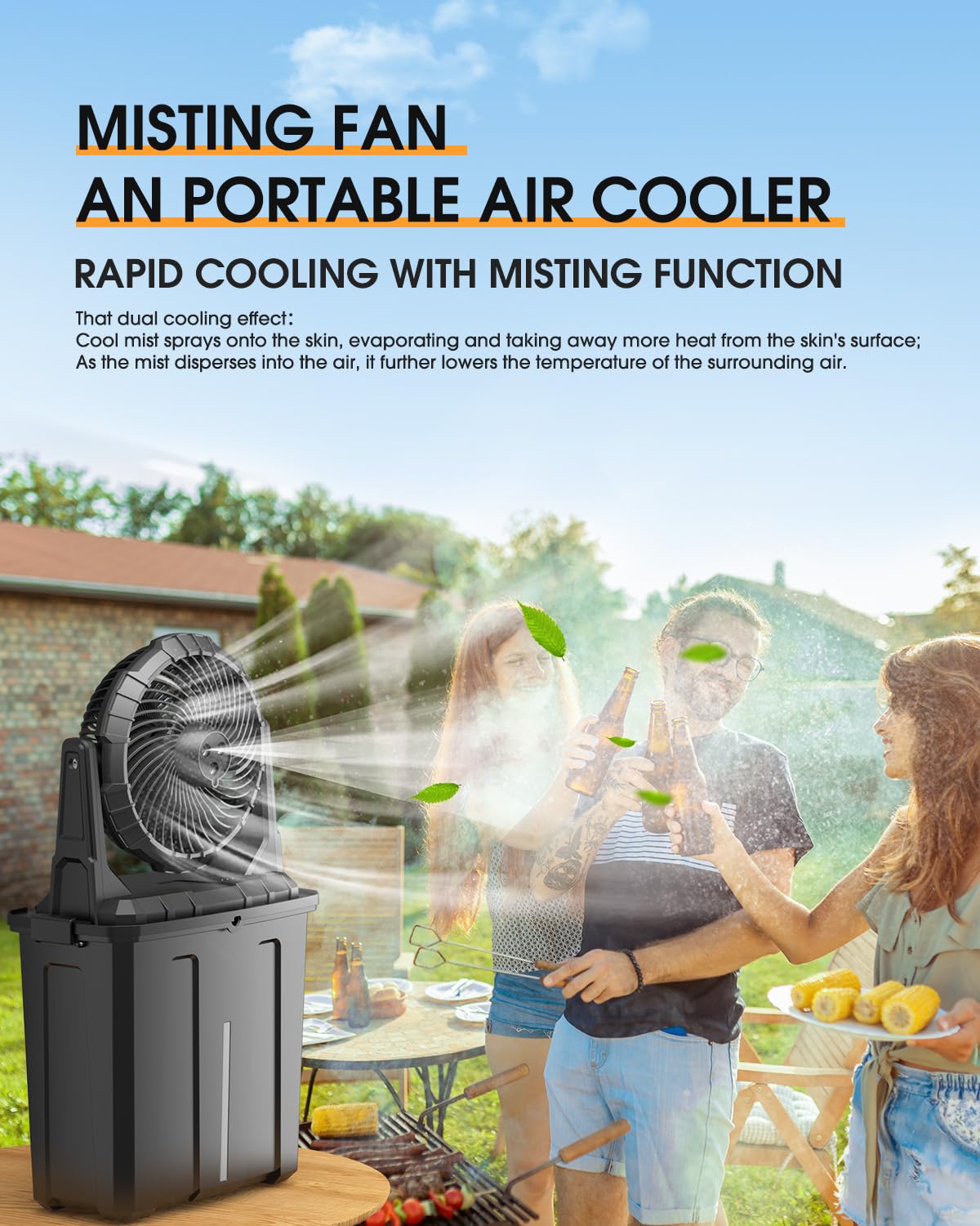 Ausic misting fan water bucket tank doubles as carry case
