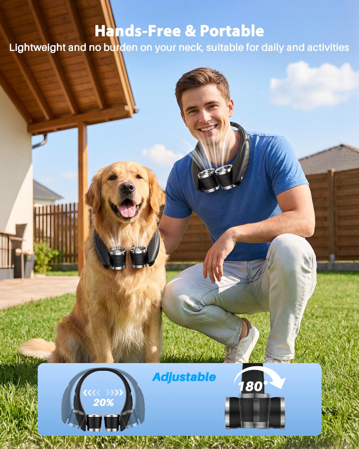Ausic neck fan adjustable fit ensures comfortable wear across different neck sizes.