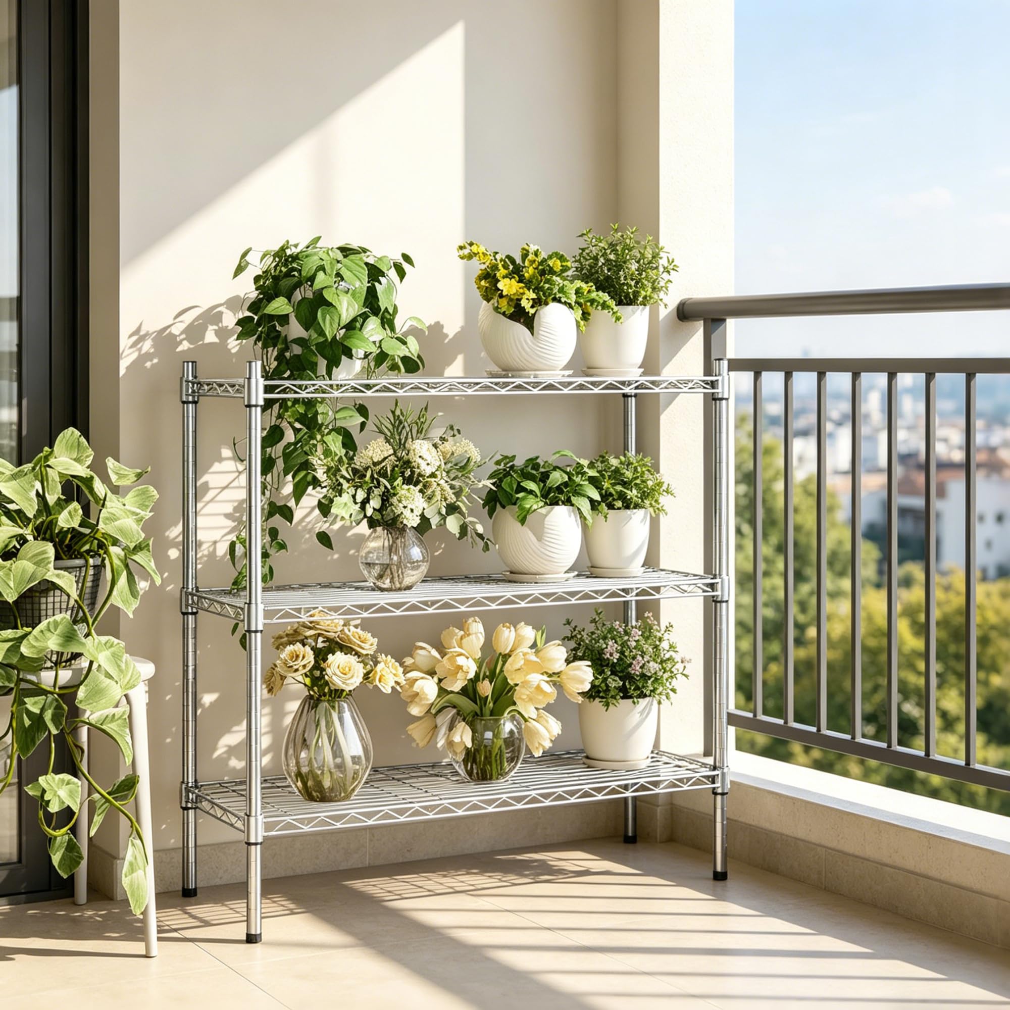 Auslar leveling feet protect floors and keep shelves level on uneven surfaces.