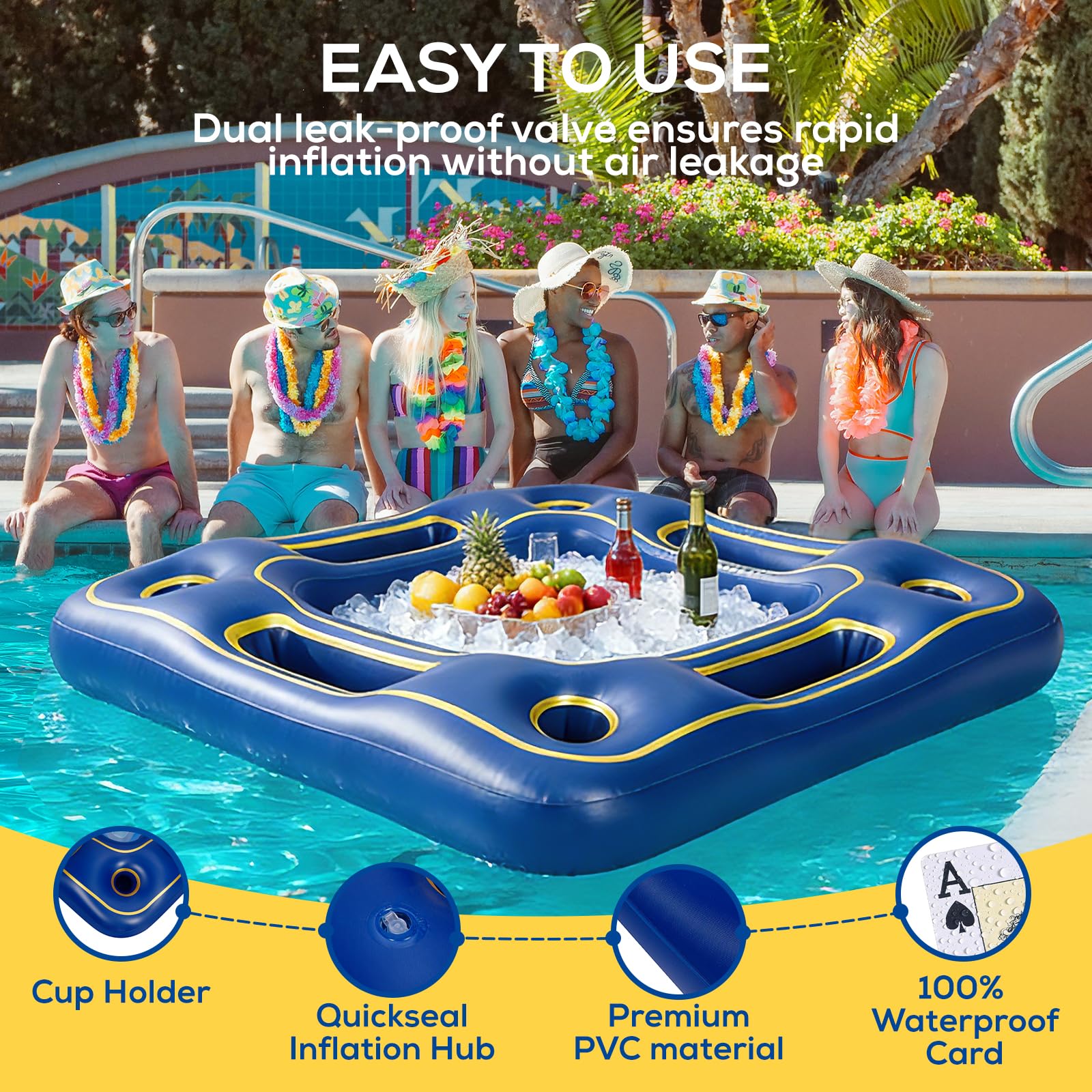 Auspicious Rain 17cm thick inflatable float offers buoyant balance for adults.