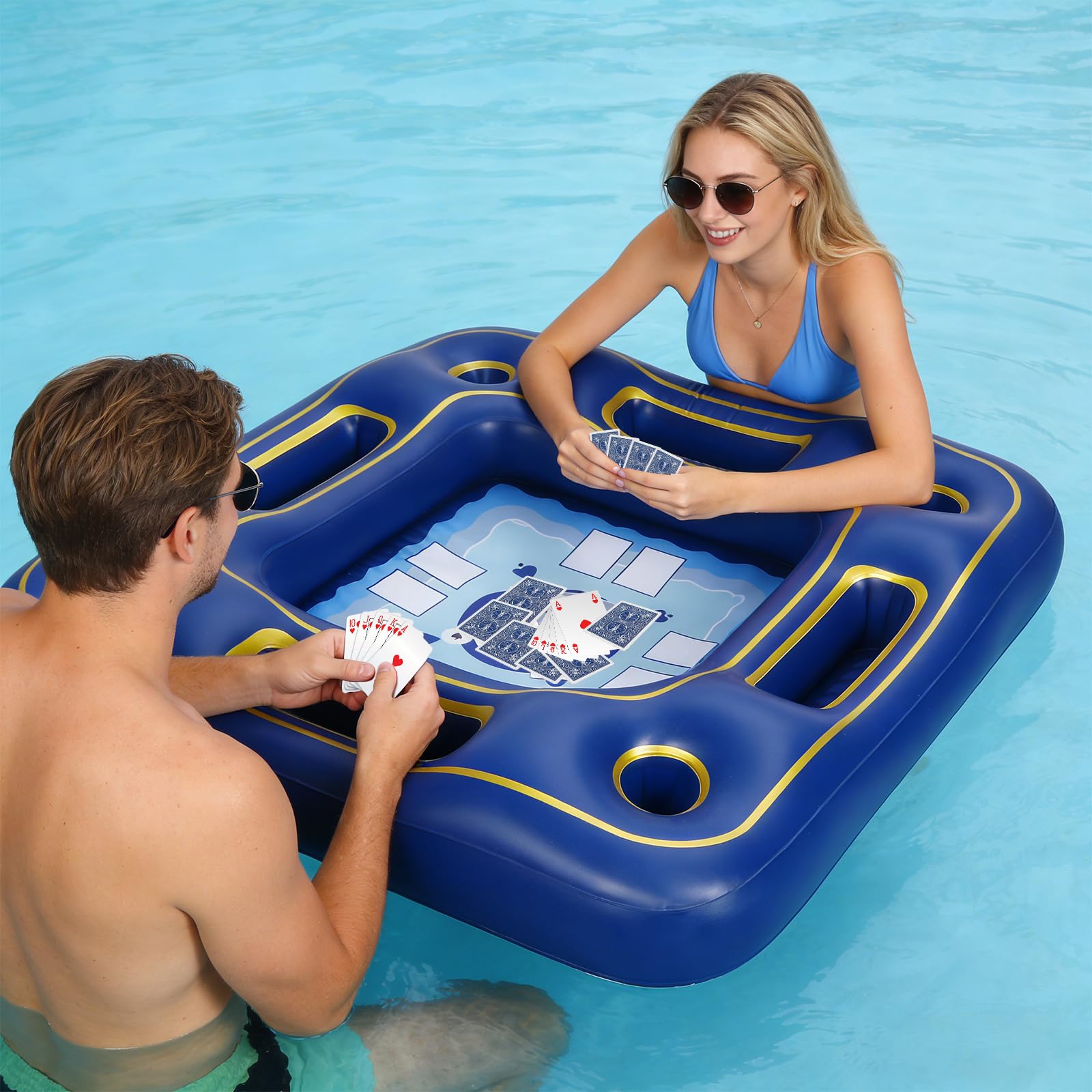 Auspicious Rain four-player table makes social games comfortably spacious.