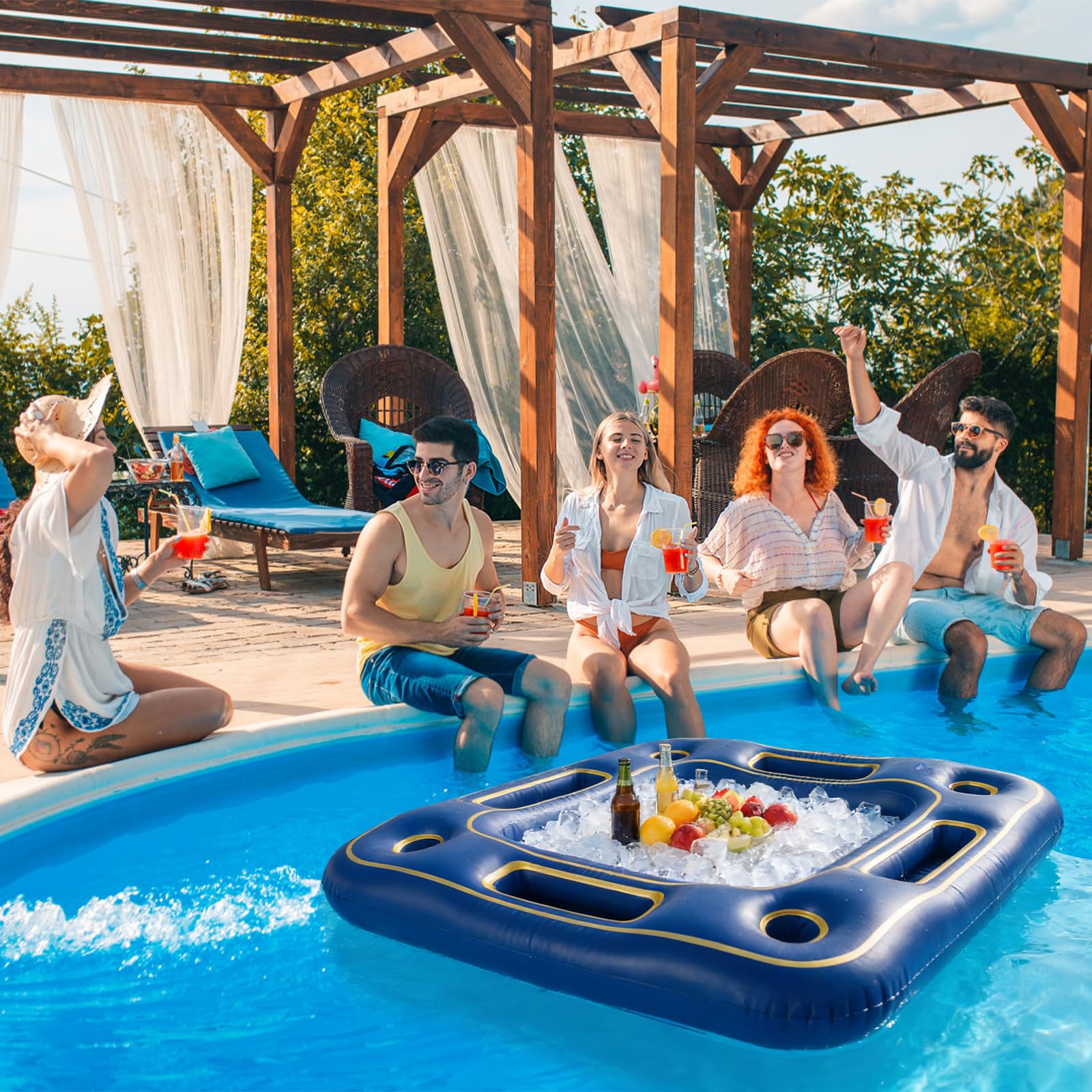 Auspicious Rain versatile for lake, river, or backyard pool gatherings.