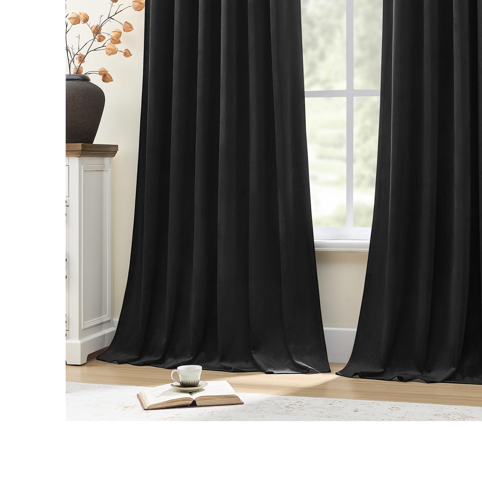 AUSSPVOCT blackout velvet curtain back-tab detail for easy mounting.