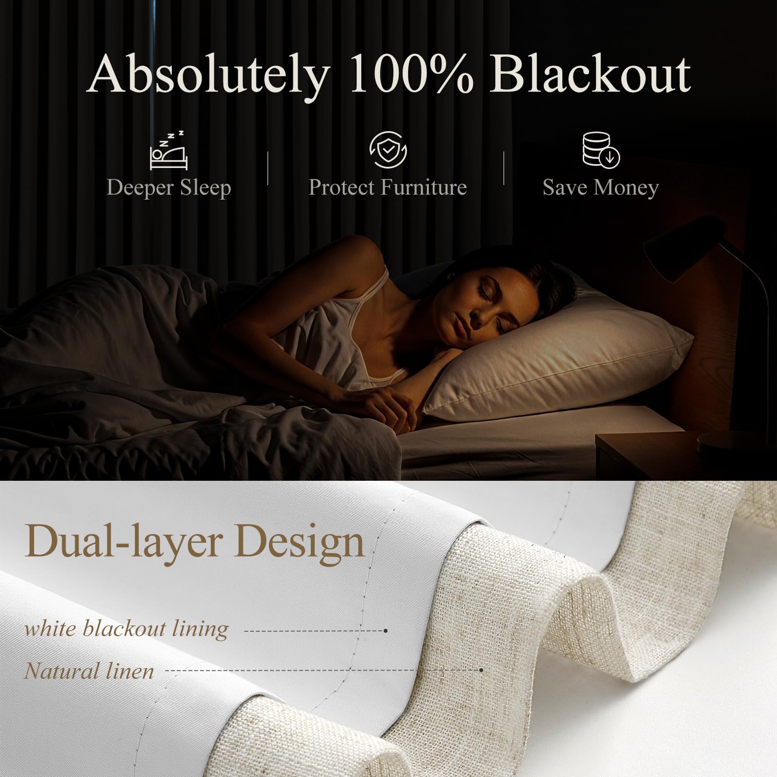 AUSSPVOCT double-layer blackout curtains offer a premium look while blocking sunlight.