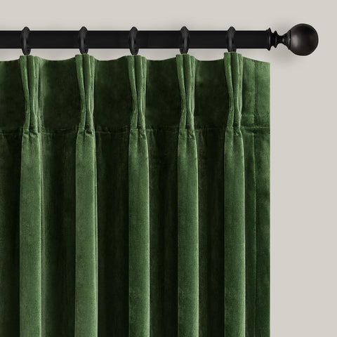 AUSSPVOCT olive green velvet curtains full-set for luxurious window coverage