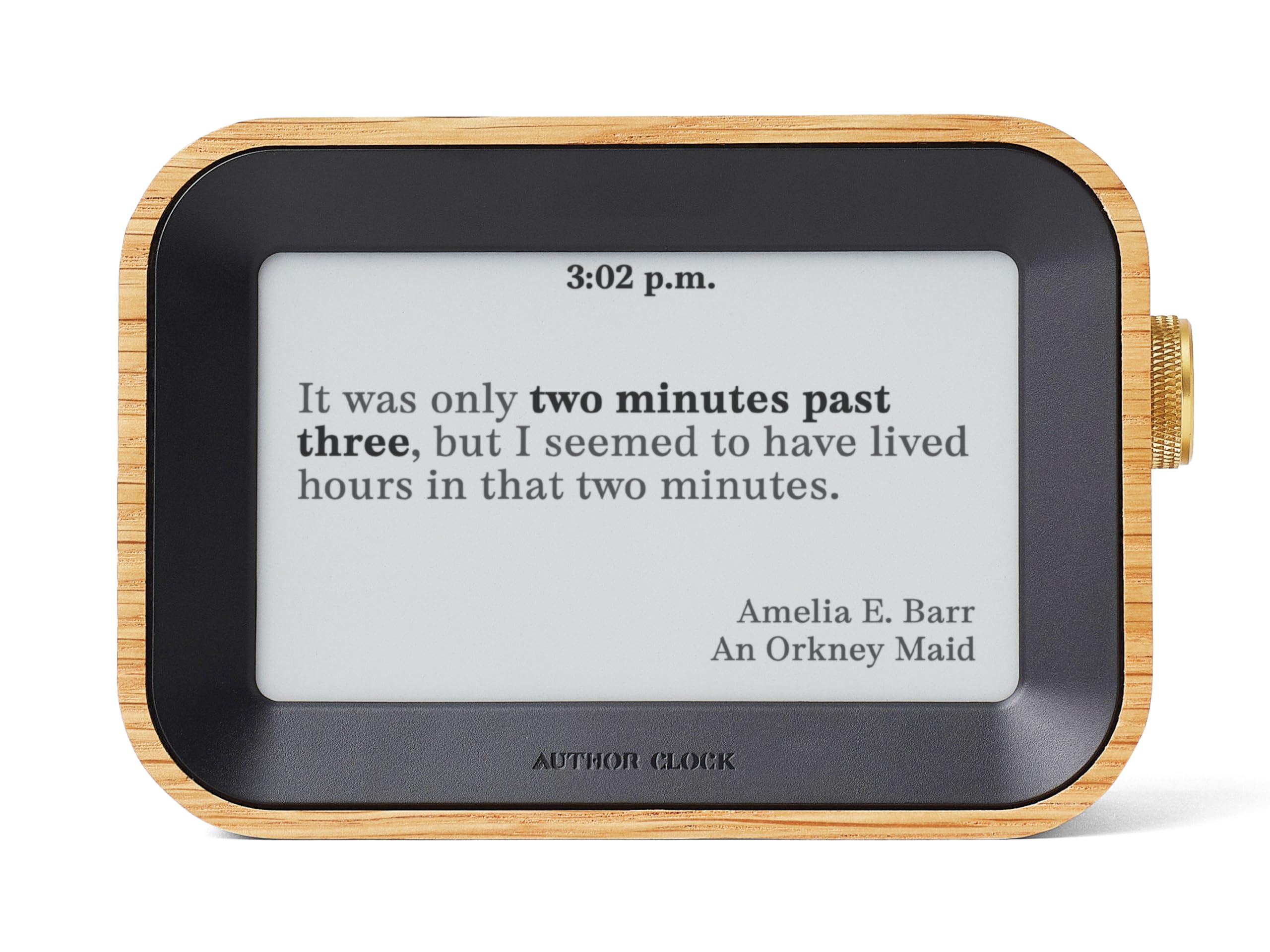 Author Clock quote-display offers fresh literary lines every minute for daily inspiration.
