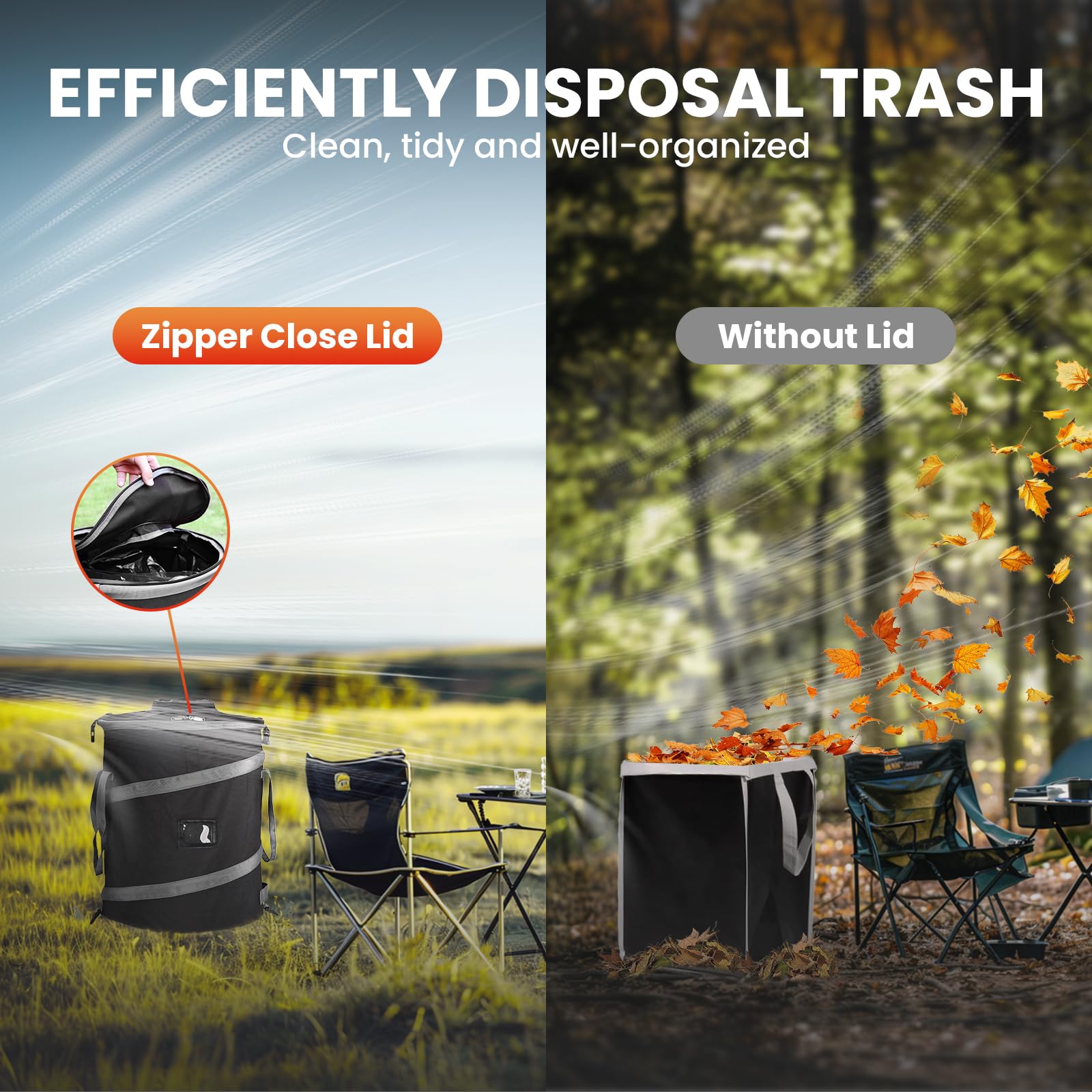 Automatters trash bin removable divider for organized waste separation.
