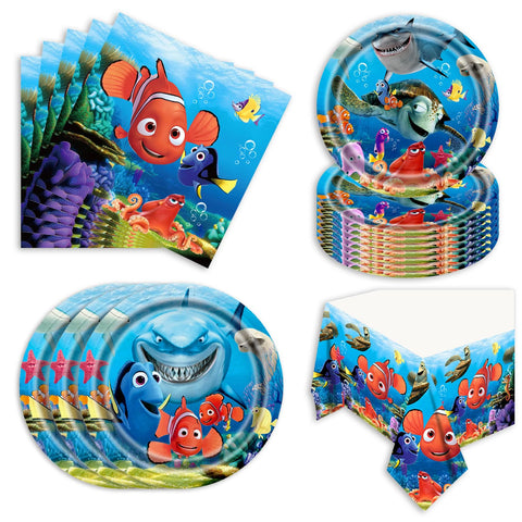 Autrpoweo Finding Nemo 7-inch plates for quick, mess-free meals at kids' parties.